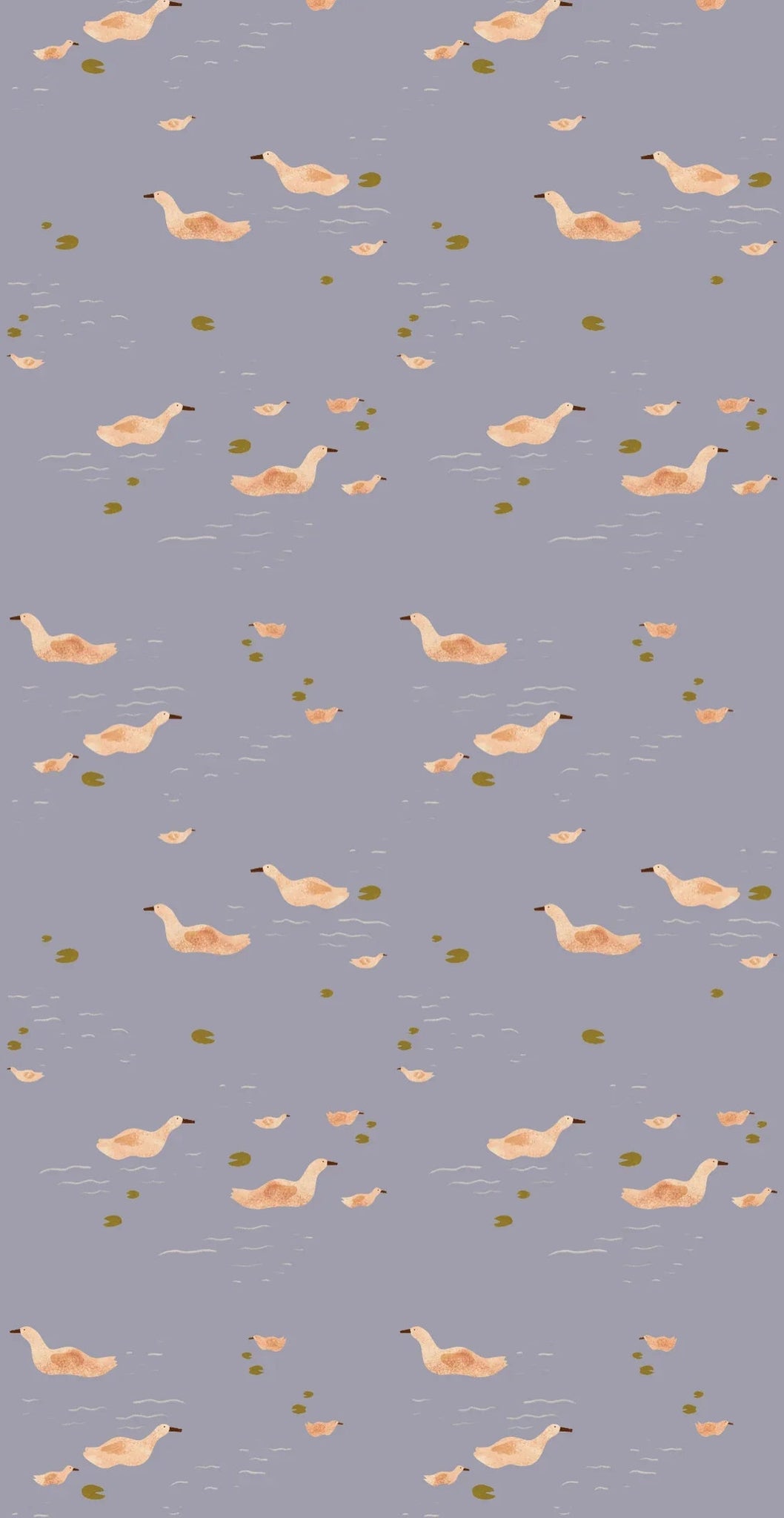 Behang ducks | 100 x 320 cm | Smokey periwinkle | Lotte Dirks