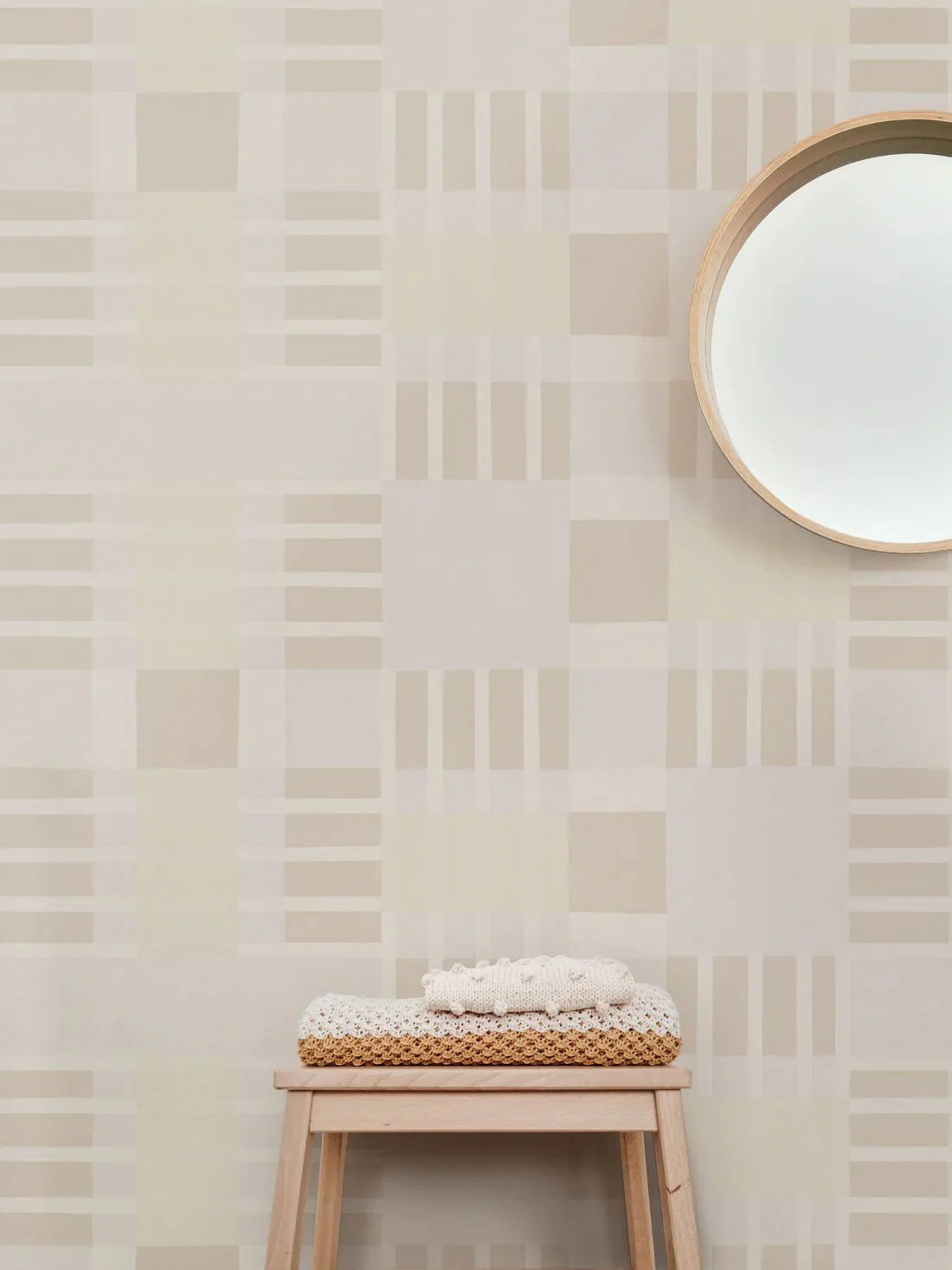 Behang blocks | 100 x 320 cm | Greige | Sabine van Vessem