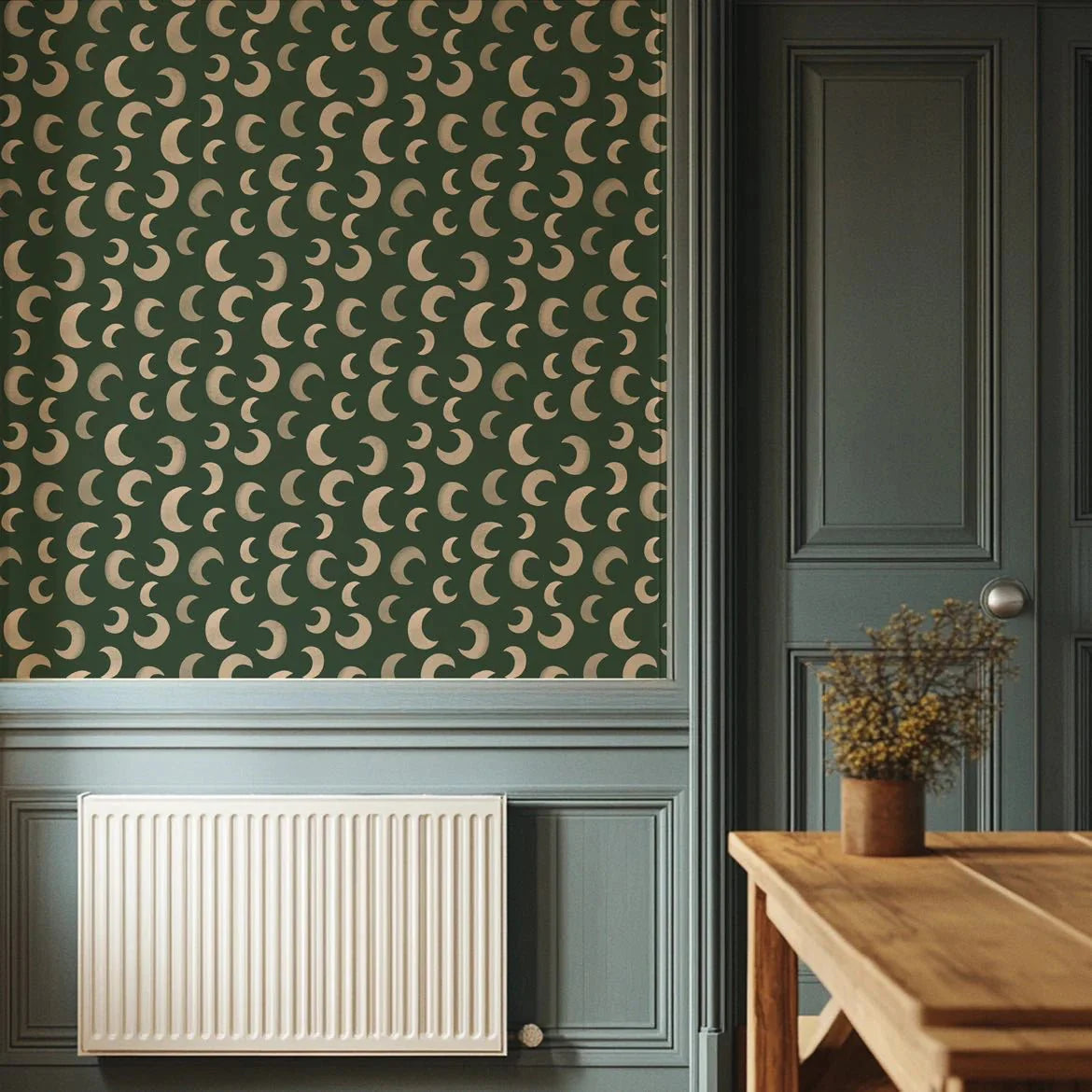 Behang | Moon | 100 x 320 cm | Fern green