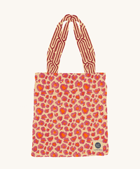 Katoenen plaid / tafelkleed in tote bag | Pink leopard