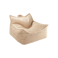 Wigiwama ribstof kinder zitzak in de kleur Brown Sugar, beige-bruine zitzak stoel van duurzame gerecyclede materialen