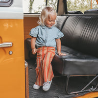 Cotton denim | Ruffle blouse | Faint blue