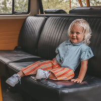 Cotton denim | Ruffle blouse | Faint blue