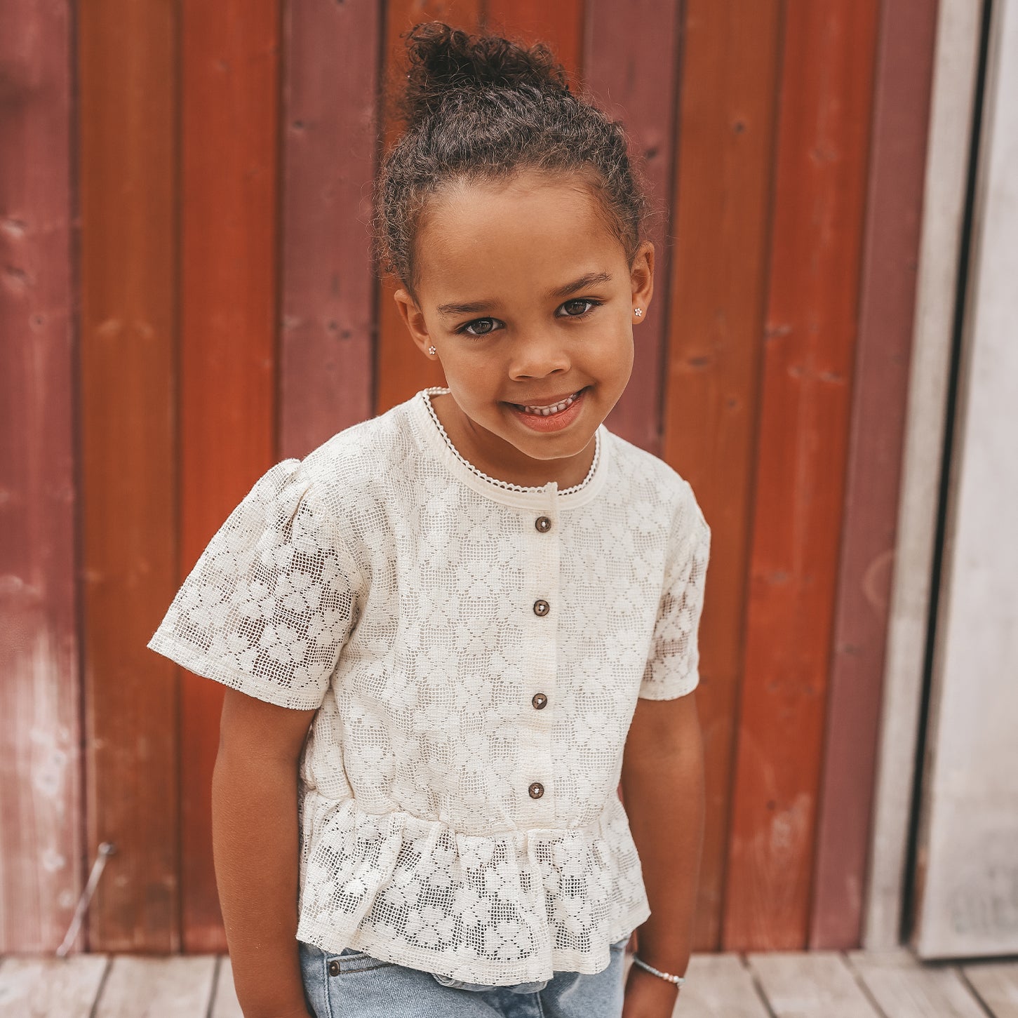 Floral lace shirt | White swan | Maat 80