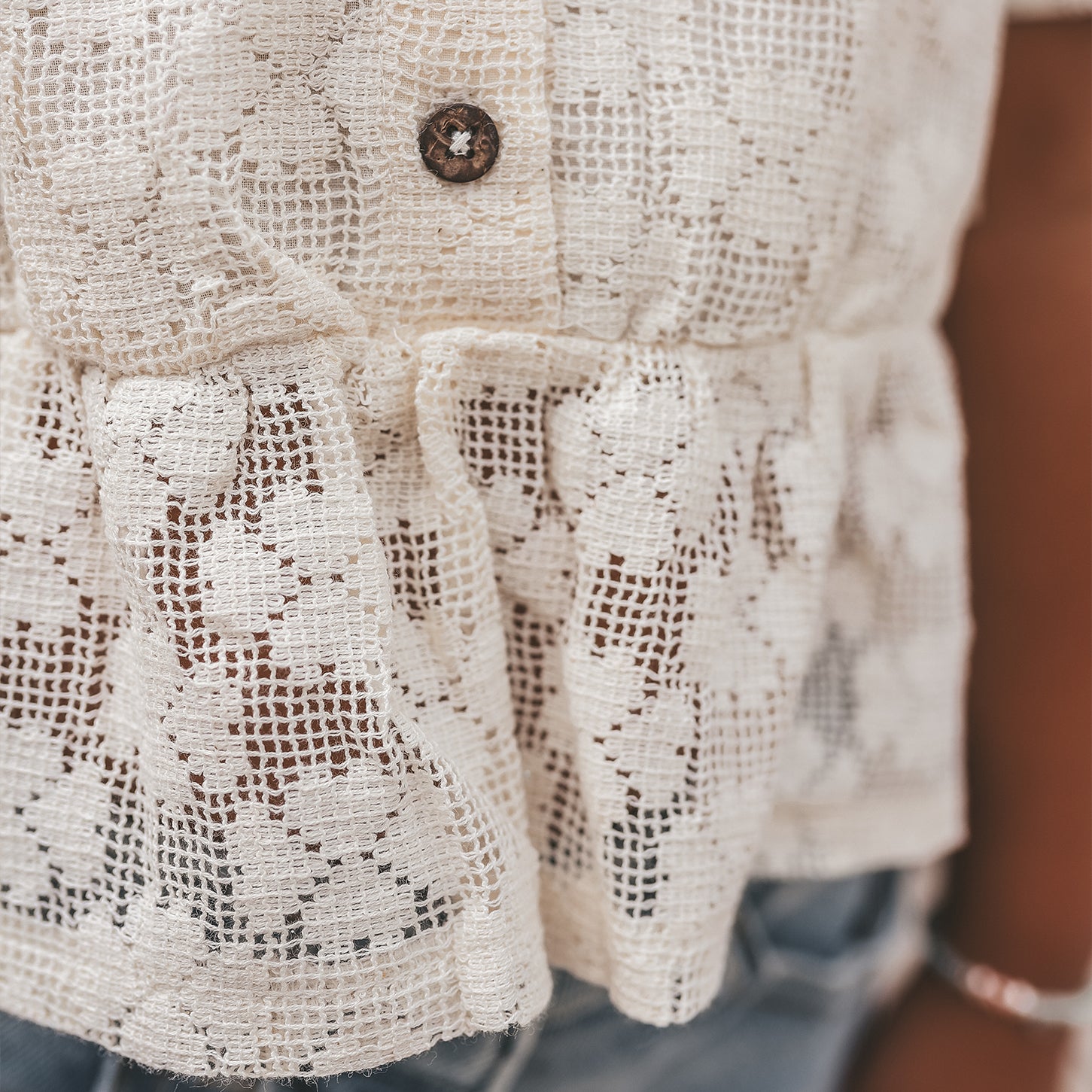 Floral lace shirt | White swan | Maat 80
