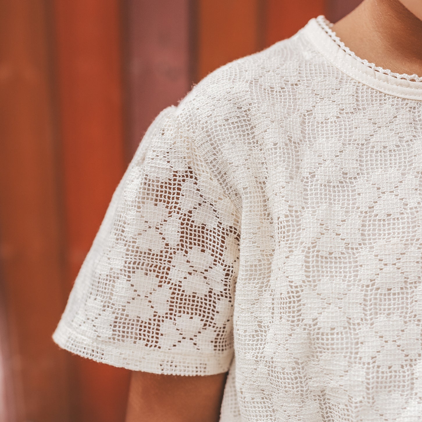 Floral lace shirt | White swan | Maat 80