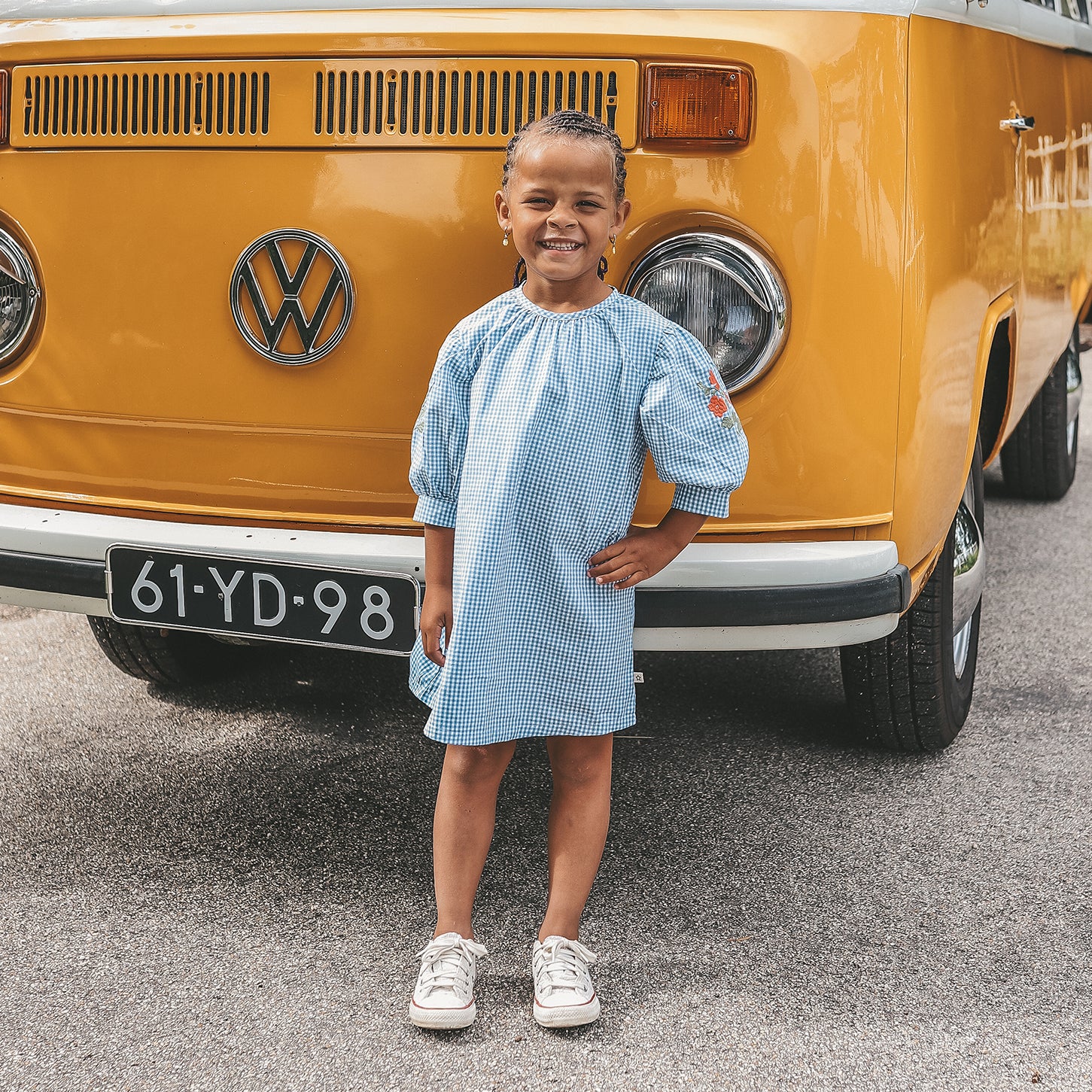 Vichy blue | Puff sleeve dress