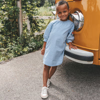 Vichy blue | Puff sleeve dress