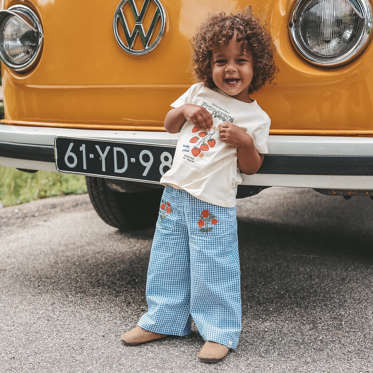 Vichy blue | Wide leg pants