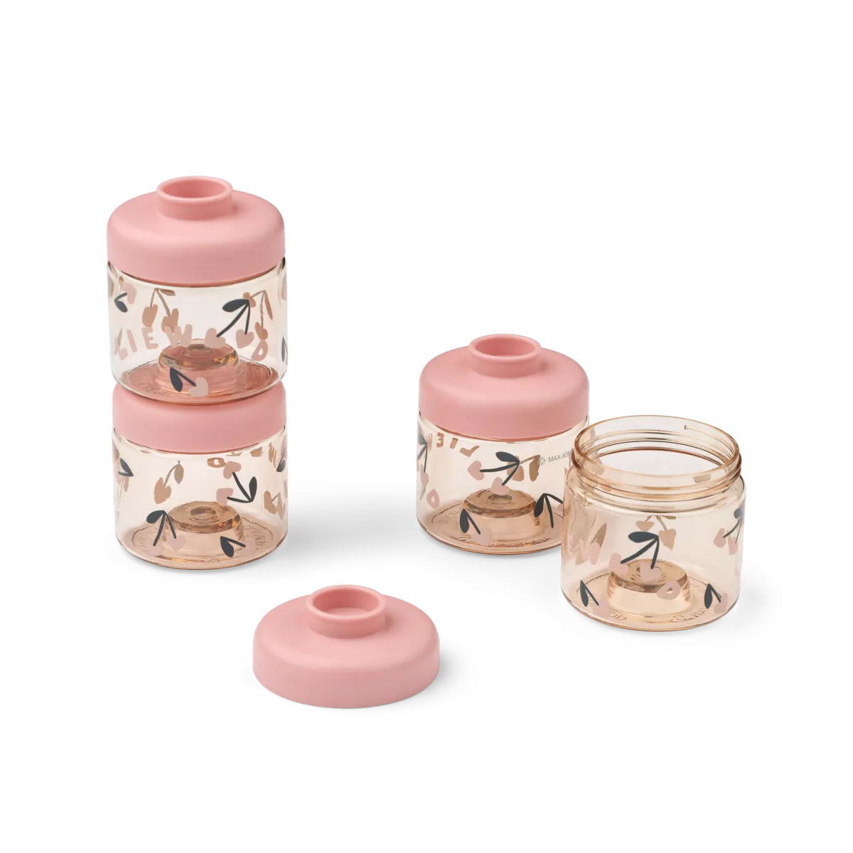 Tritan voedingsbakjes Dominique | 100 ml | Set van 4 | Cherry heart & rosey