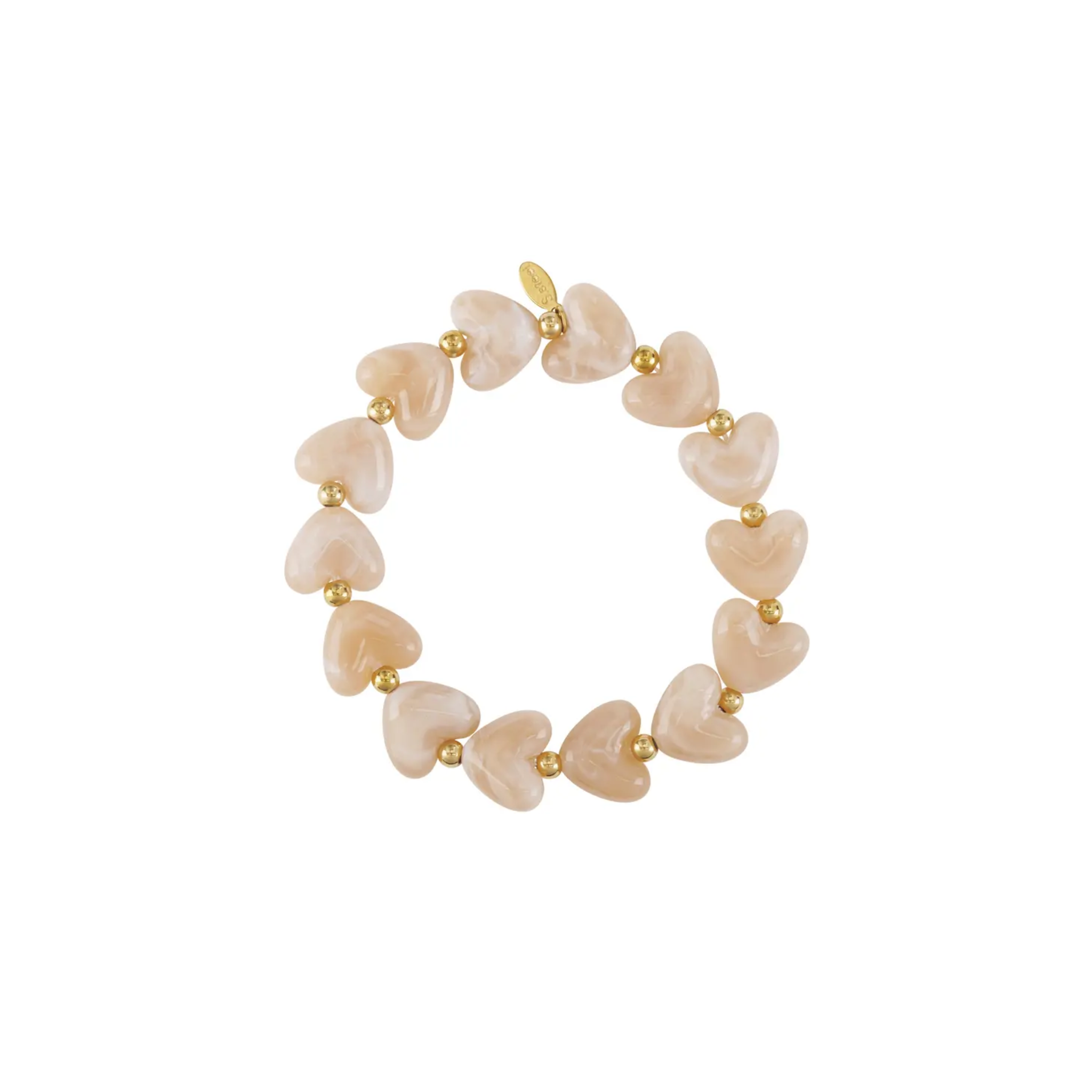 Kralenarmband | Chunky heart | Khaki & goud
