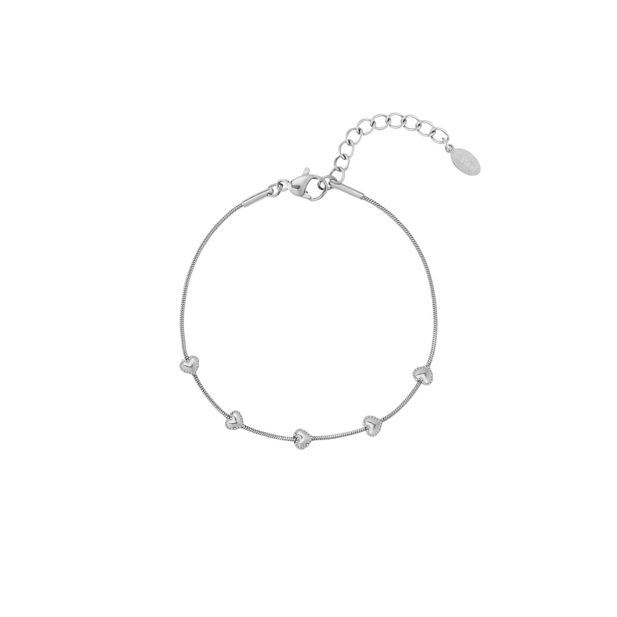 Pre-order | Armband | Heart row | Zilver
