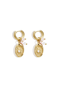 Earrings with beads and shell charm