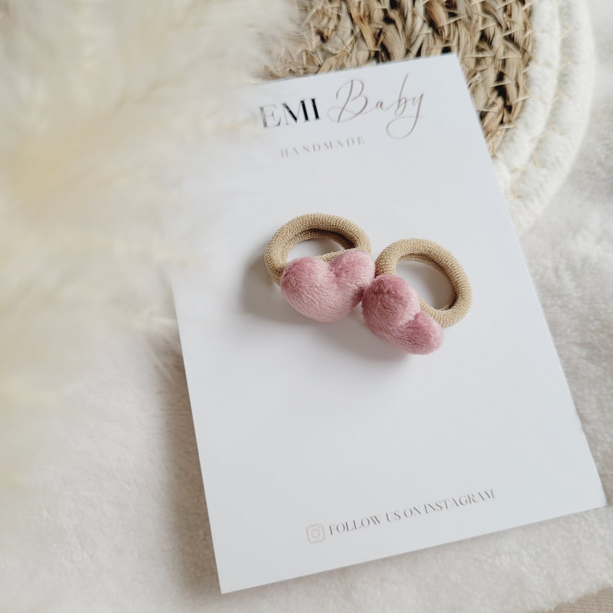 Haarelastiekjes | Roze hartjes | Set van 2
