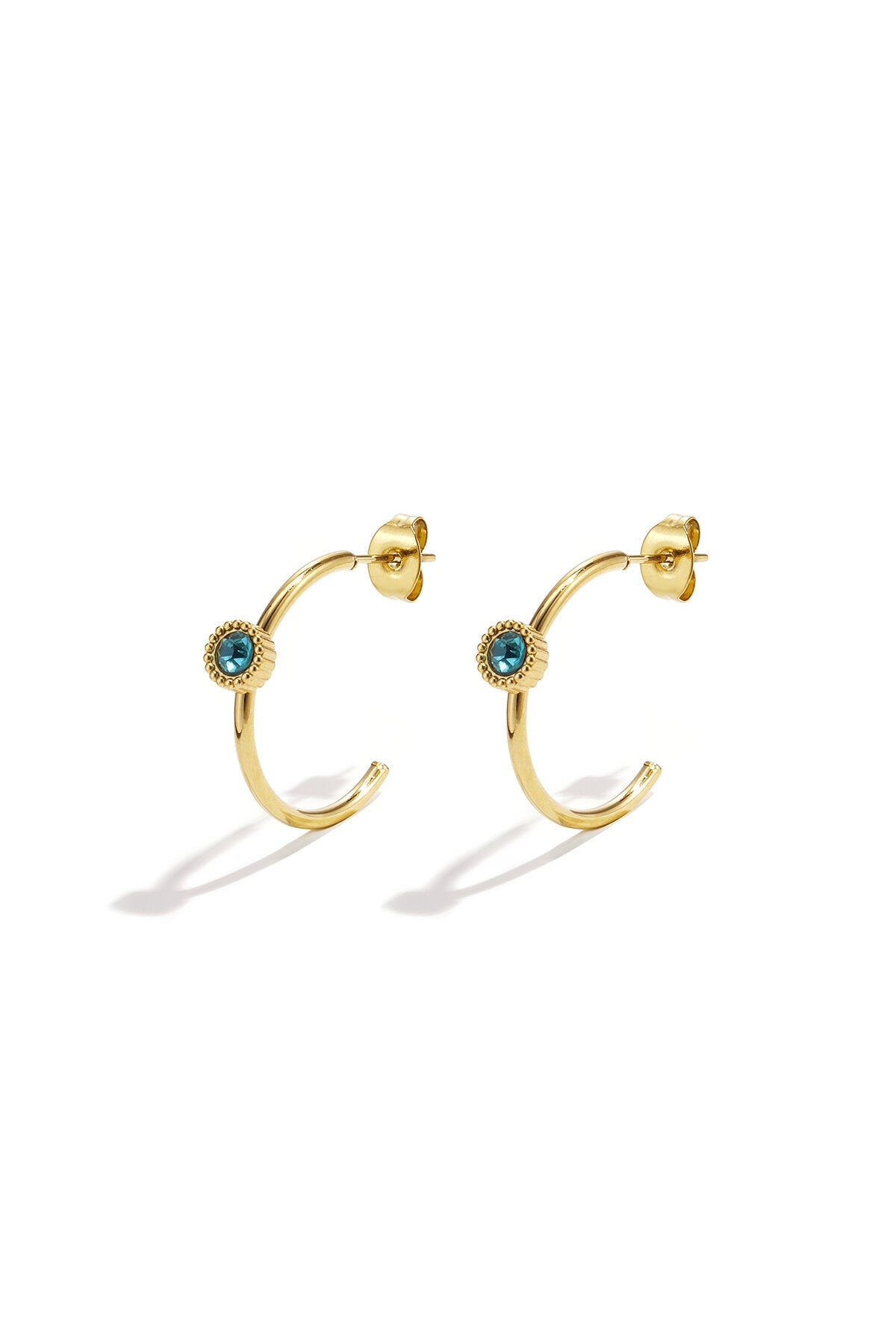 Hoop earrings with round stone