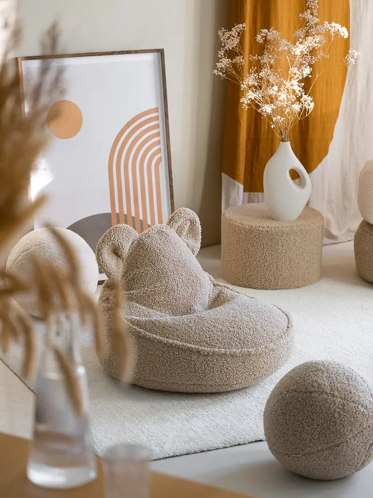 Kinder zitzak | Beer | Beige teddystof