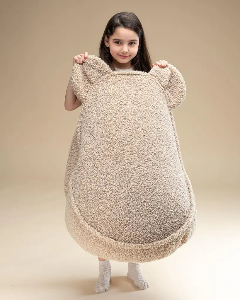 Kinder zitzak | Beer | Beige teddystof