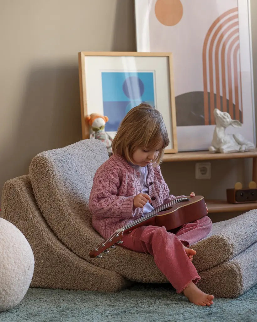 Kinder loungestoel Moon | 3-delig | Beige teddystof