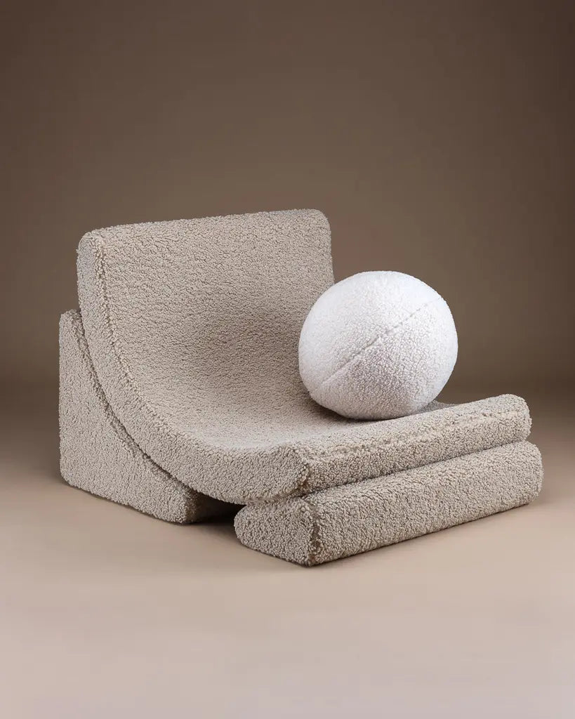 Kinder loungestoel Moon | 3-delig | Beige teddystof