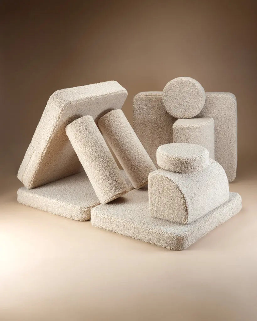 Modulaire kinderbank & speelset | 9-delig | Beige teddystof