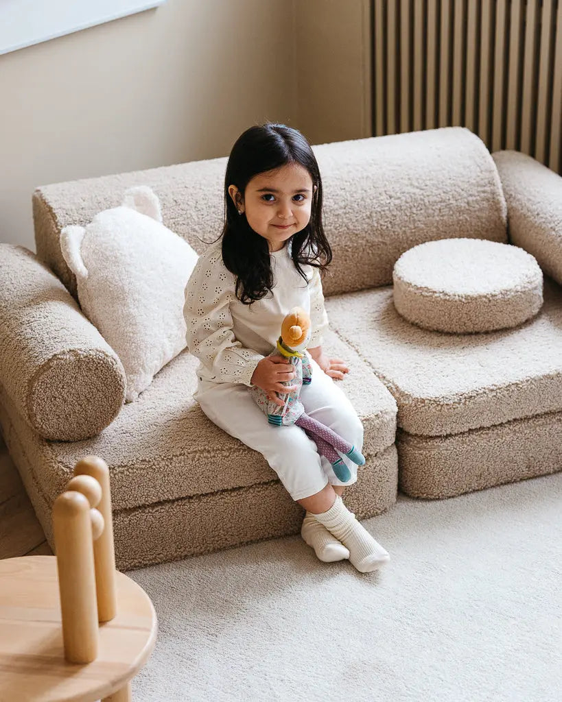 Modulaire kinderbank & speelset | 9-delig | Beige teddystof