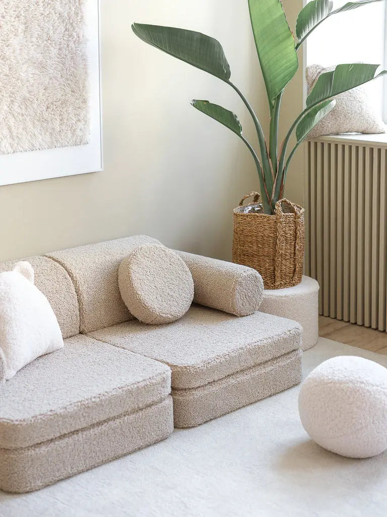 Modulaire kinderbank & speelset | 9-delig | Beige teddystof