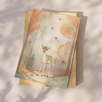 Wenskaart | Hert in herfstbos