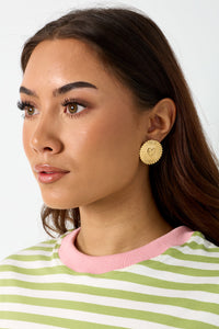 Statement earrings sparkling coin with heart