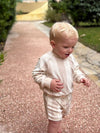Badstof sweater | Beige gestreept