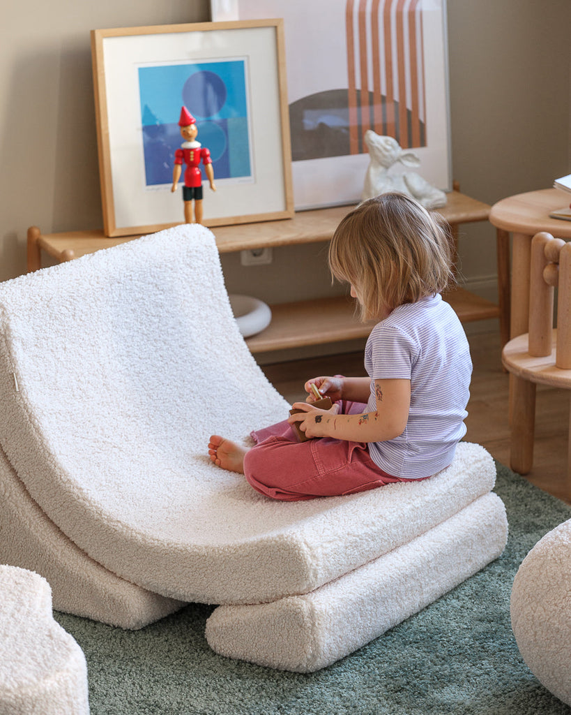 Kinder loungestoel Moon | Teddy stof | Crème
