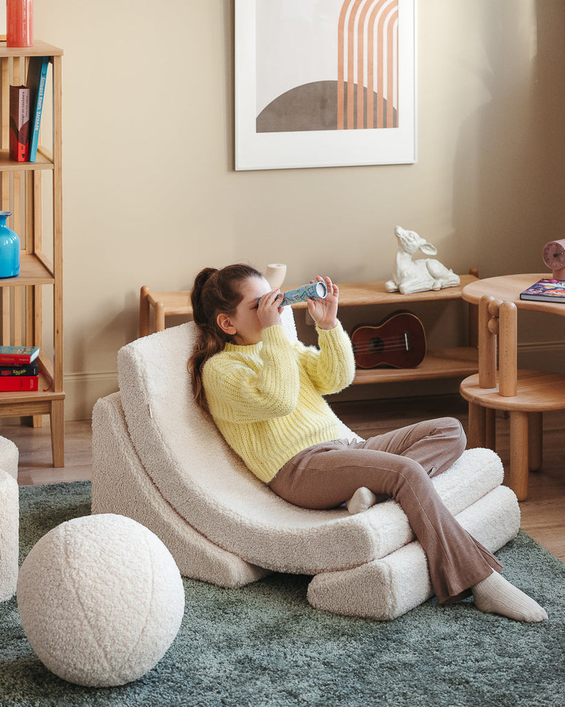 Kinder loungestoel Moon | Teddy stof | Crème
