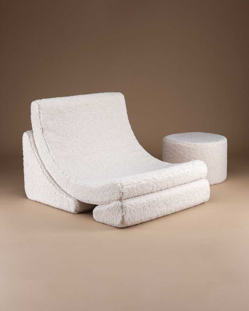 Kinder loungestoel Moon | Teddy stof | Crème