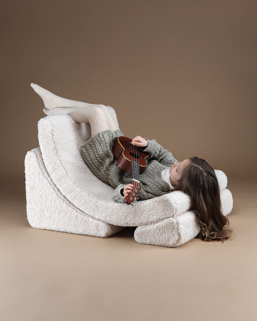 Kinder loungestoel Moon | Teddy stof | Crème