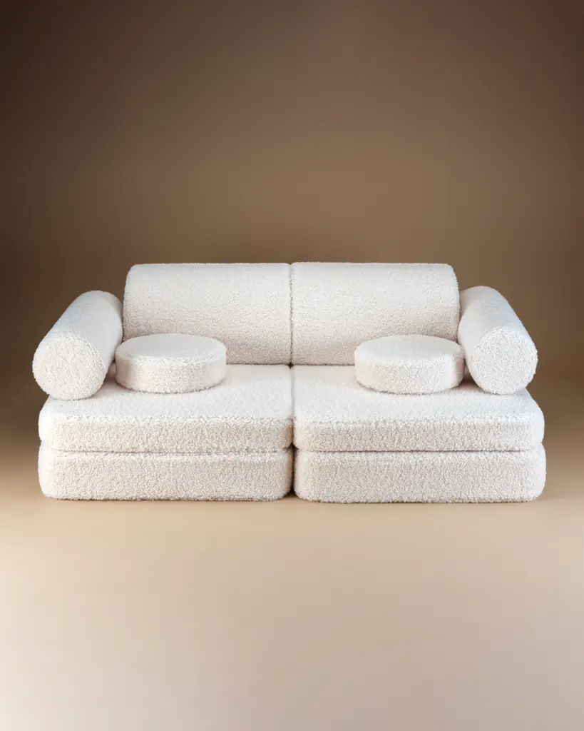 Modulaire kinderbank & speelset | 9-delig | Crème teddystof