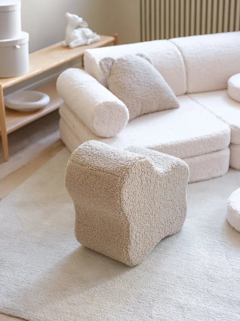 Modulaire kinderbank & speelset | 9-delig | Crème teddystof