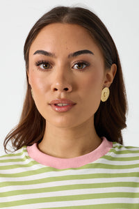 Statement earrings sparkling coin with heart