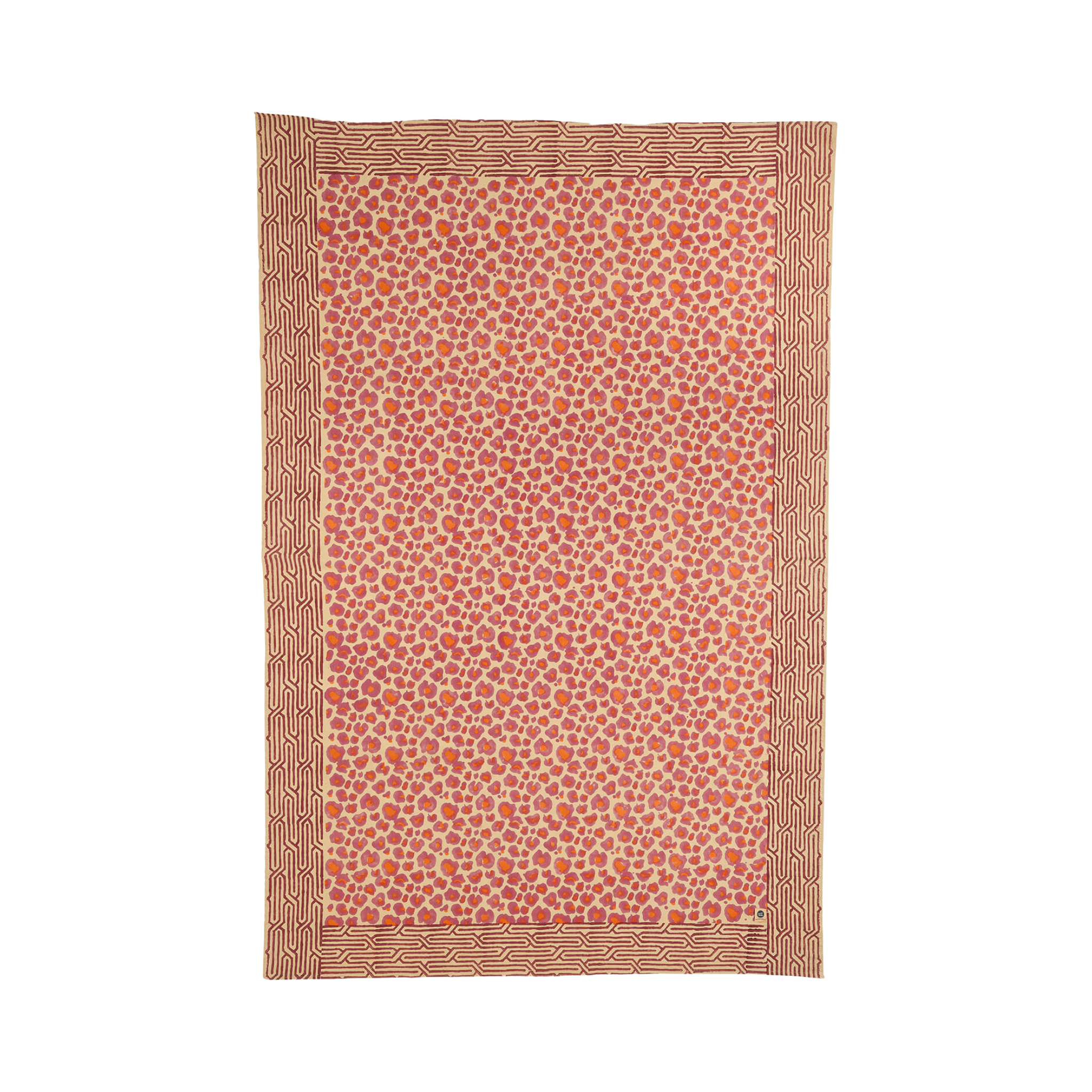 Katoenen plaid / tafelkleed in tote bag | Pink leopard