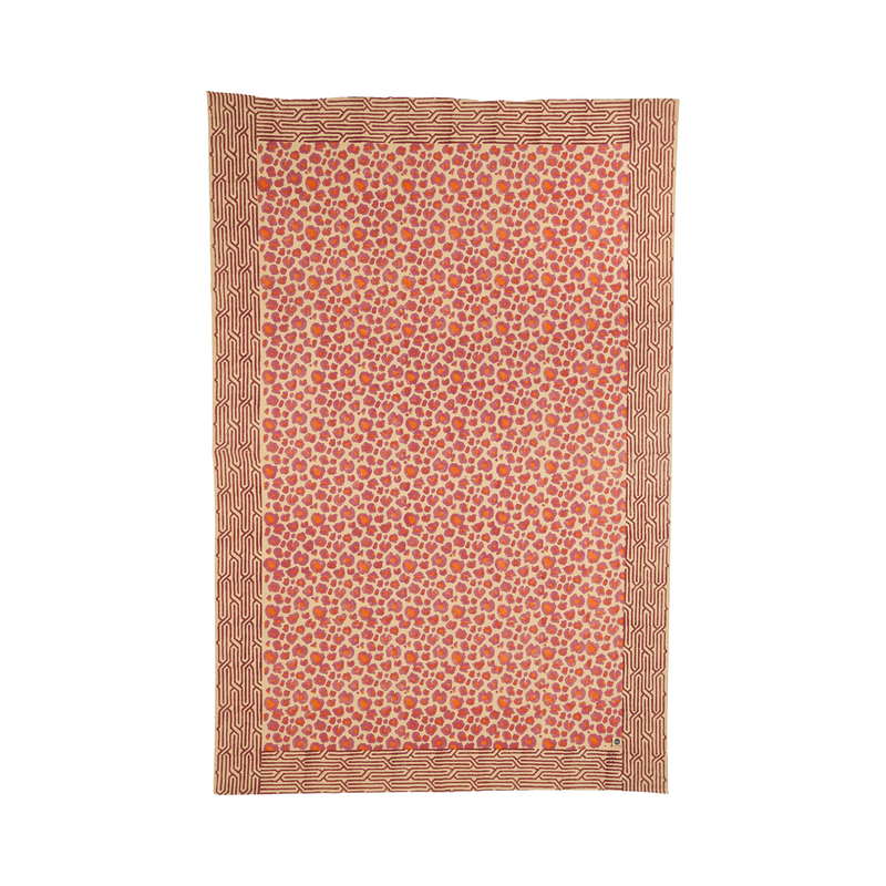 Katoenen plaid / tafelkleed in tote bag | Pink leopard