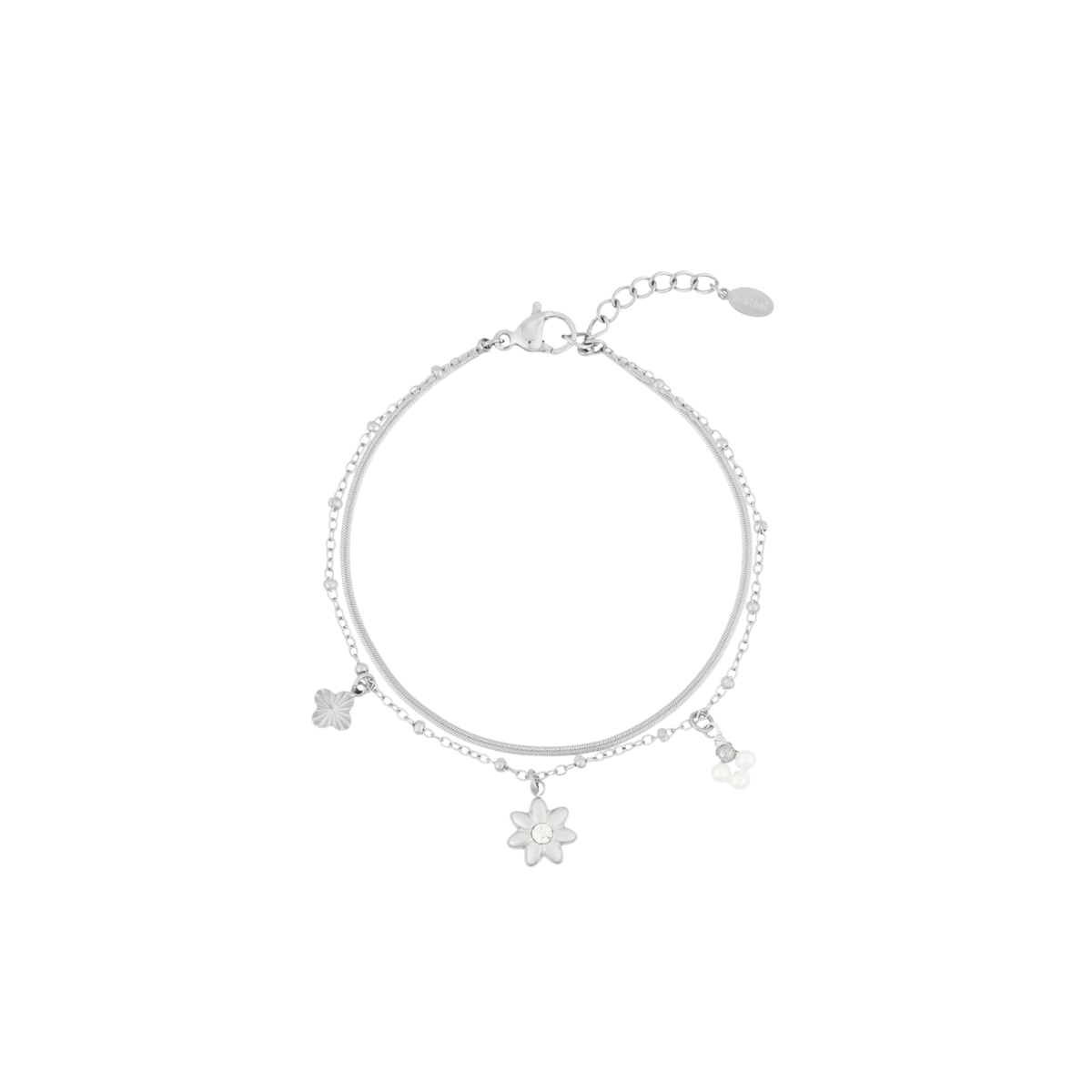 Dubbele armband | Flowerfield | Zilver
