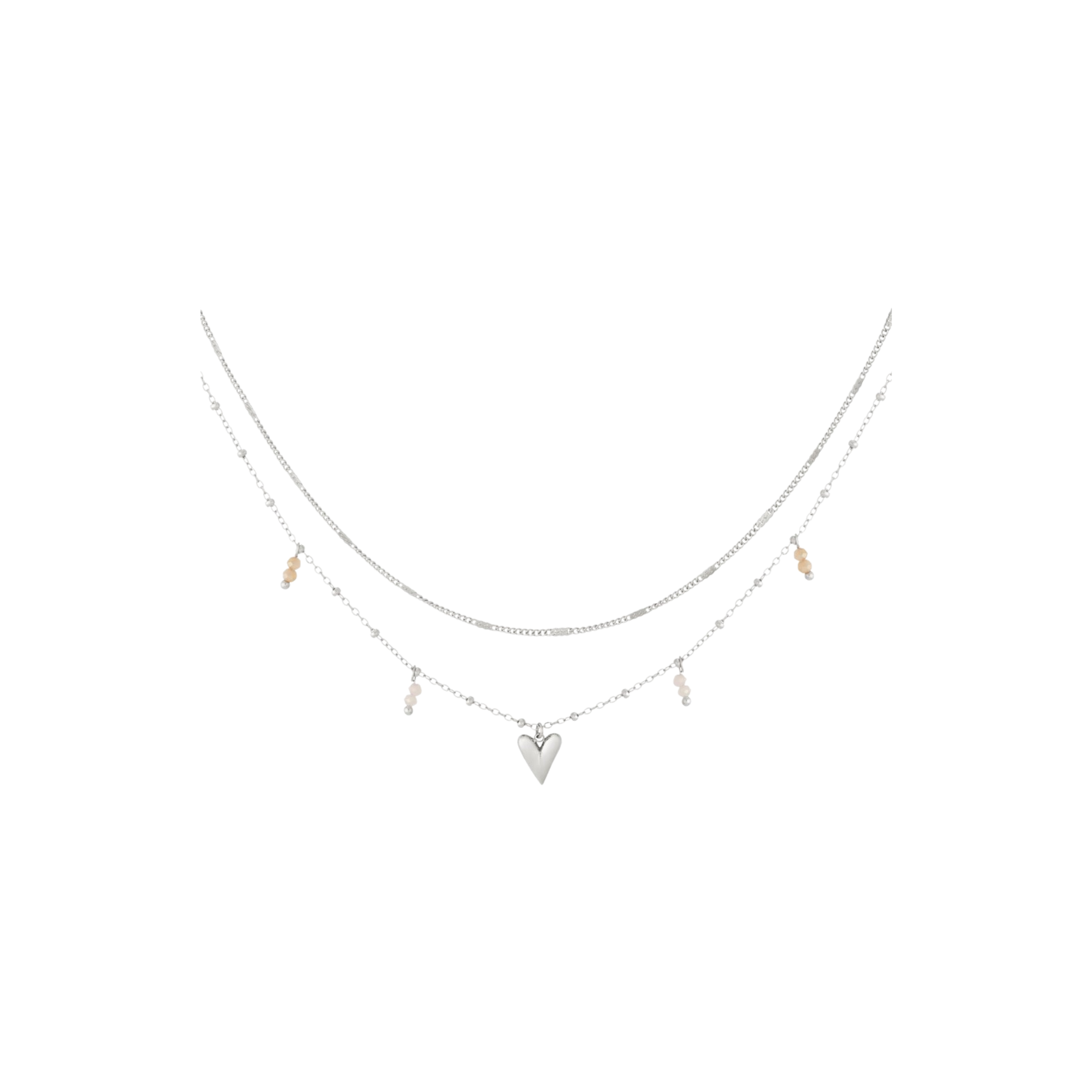 Dubbele ketting | Heart | Zilver