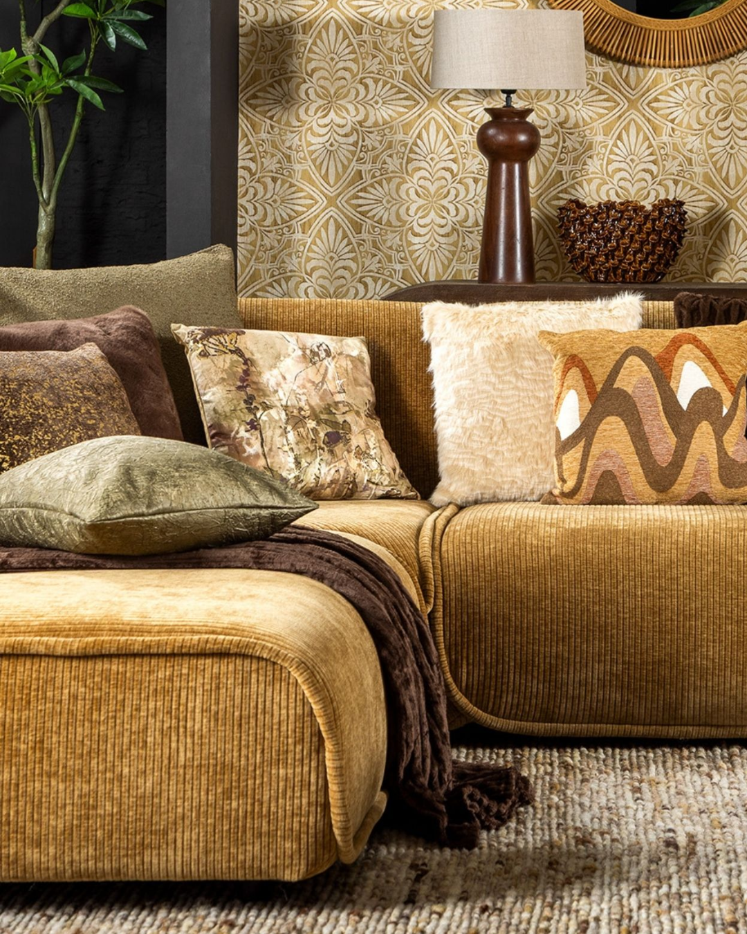 Pre-order | Sierkussen Mouna | 45 x 45 cm | Honey mustard