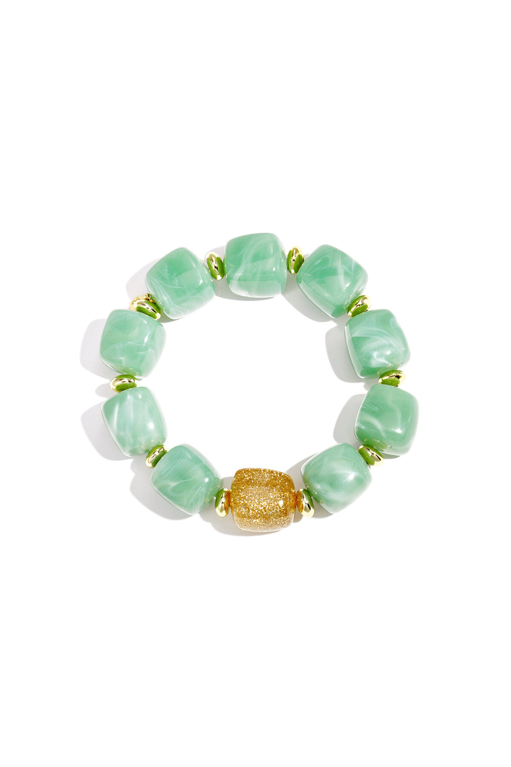 Beaded bracelet with statement glitter bead