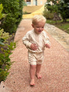 Badstof sweater | Beige gestreept