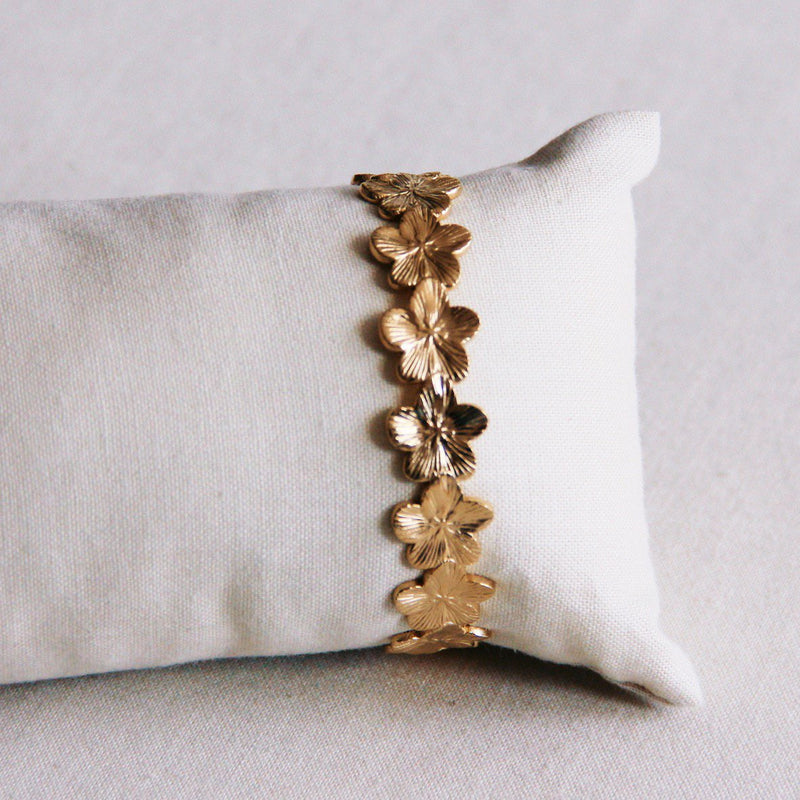 Gouden bangle armband | Bloemen | Stainless steel