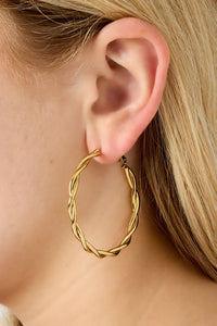 Oorbellen | Twisted hoop | Ø 5 cm | Goud
