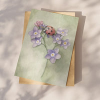 Wenskaart | Lieveheersbeestje met bloemen