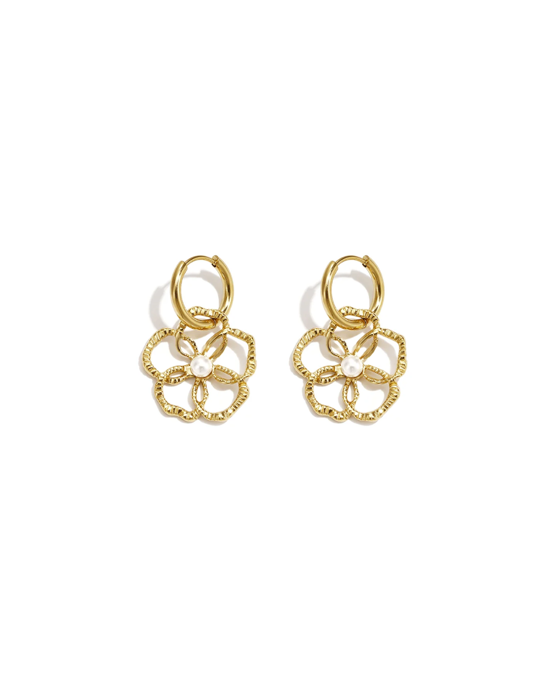 Oorbellen | Floral outline | Goud