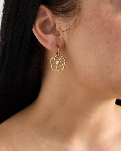 Oorbellen | Floral outline | Goud