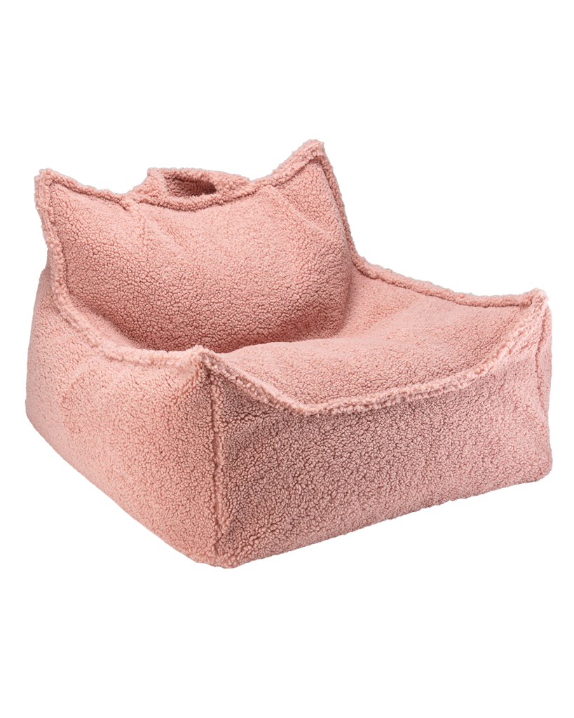 Kinder zitzak | Vierkant | Roze teddystof