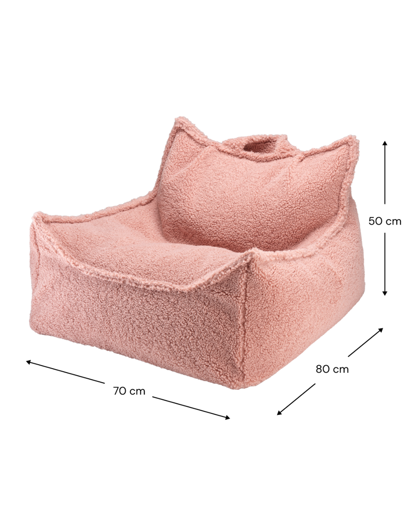 Kinder zitzak | Vierkant | Roze teddystof